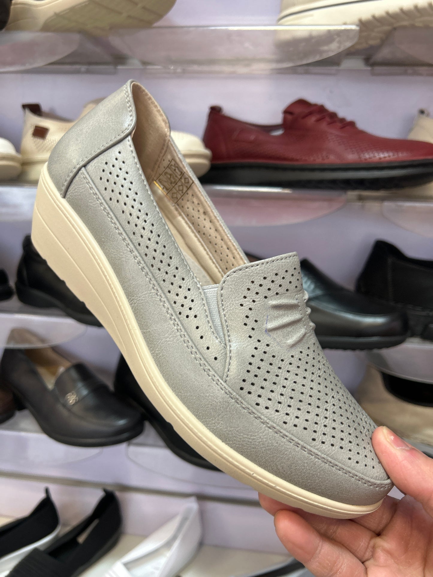 Mokasyny damskie na Koturnie D25100-2 (36-42,12par) white blue