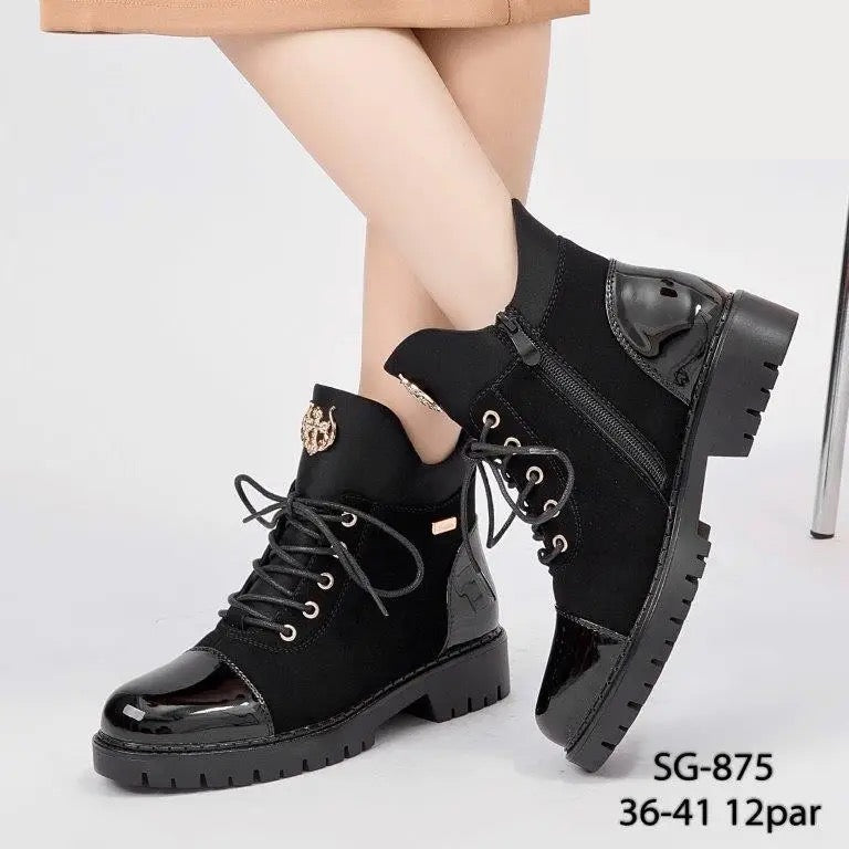 Botki damskie (36-41, 12par) SG875 BLACK