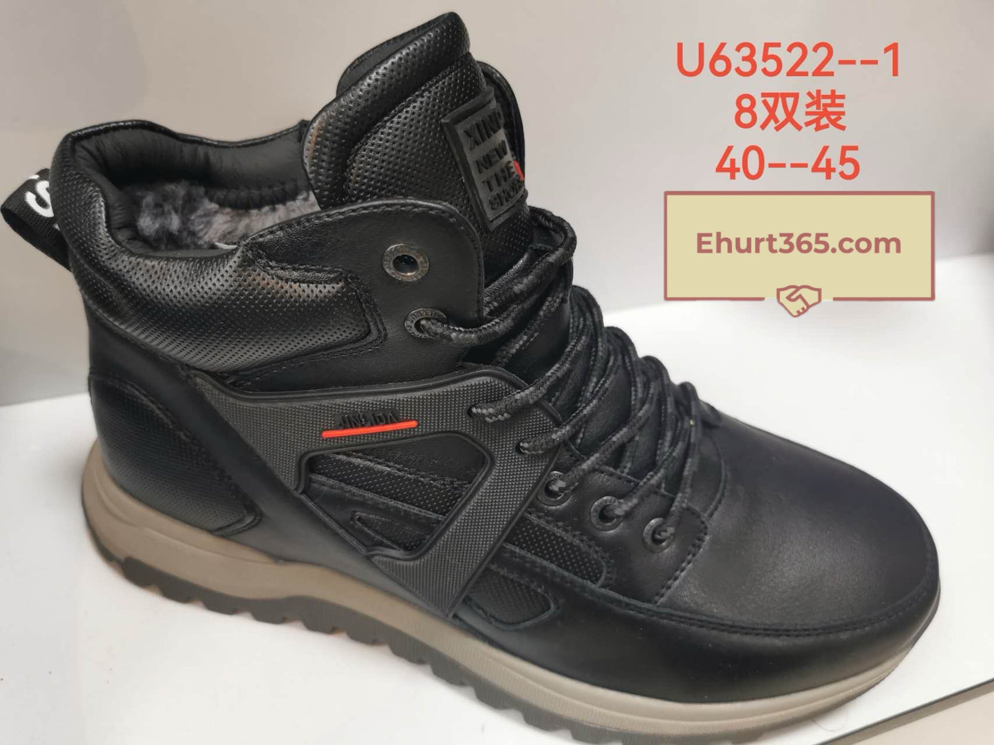 Botki Męskie (40-45) 8Par U63522-1 BLACK