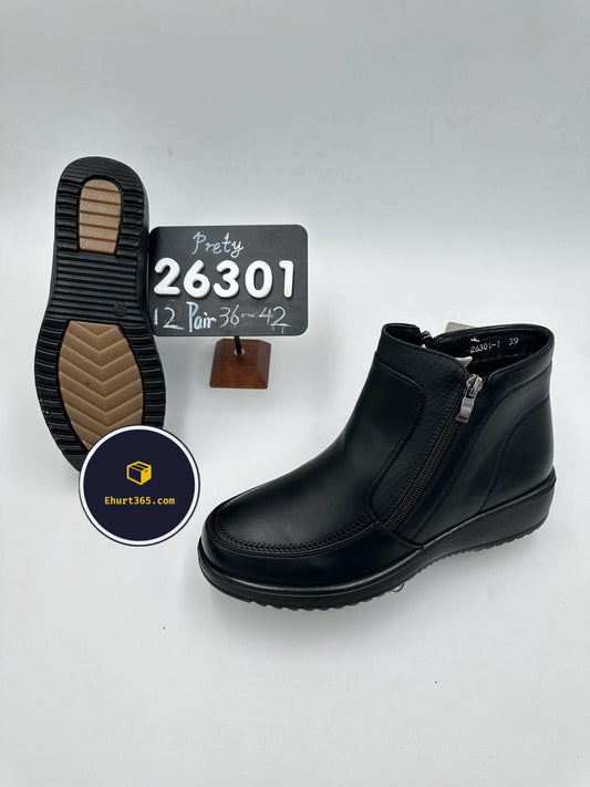 Botki na koturnie (36-42, 12par) D26301 BLACK