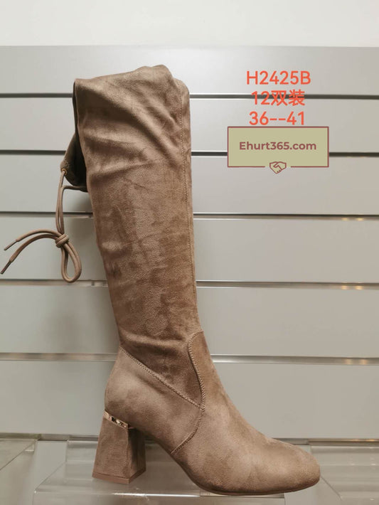 DŁUGIE DAMSKIE KOZAKI ZA KOLANO  H2425B (36-41,12par) Beige