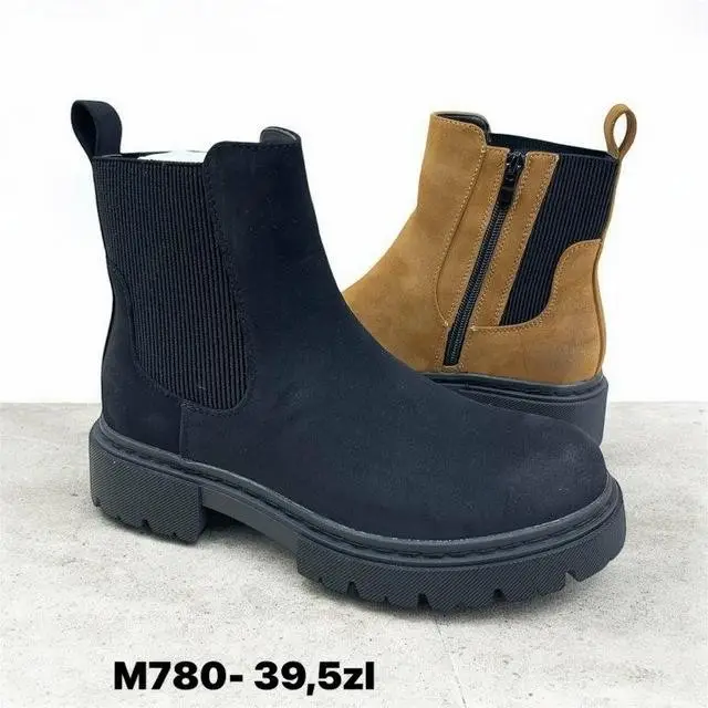 Botki na płaskim damskie M780-1BLACK