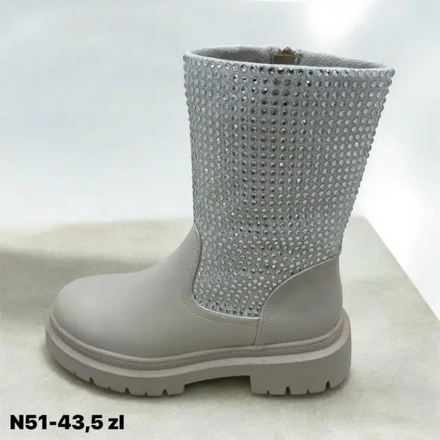 Botki na płaskim damskie N51 BEIGE