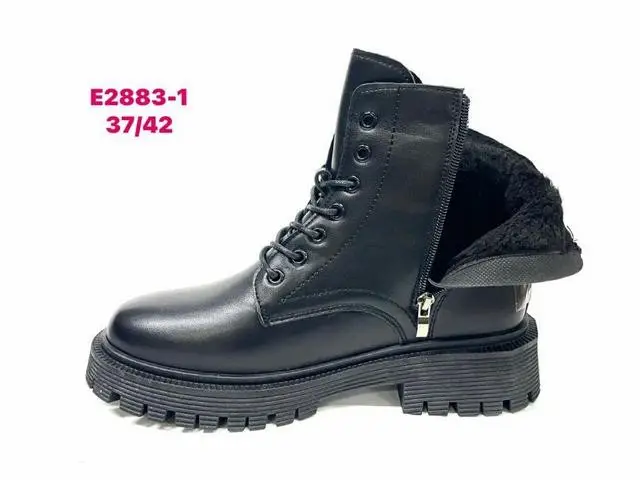 Botki damskie ocieplane E2883-1 BLACK