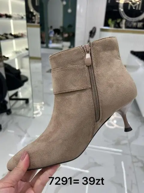 Botki na szpilce (36-41, 12par) 7291 KHAKI
