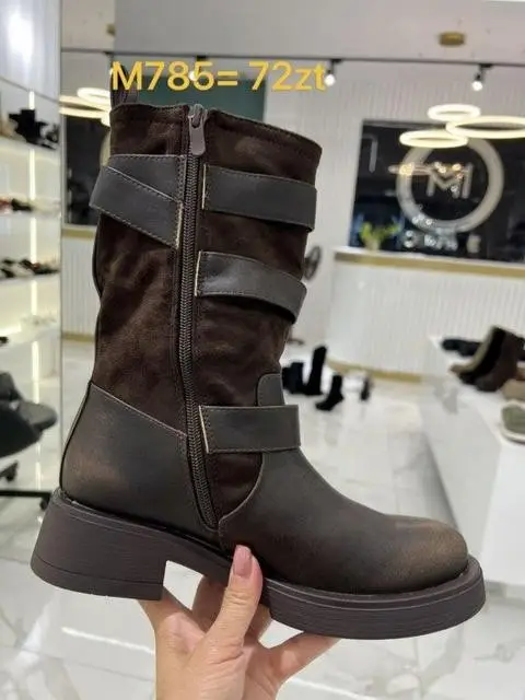 Botki na płaskim (36-41, 12par) M785
