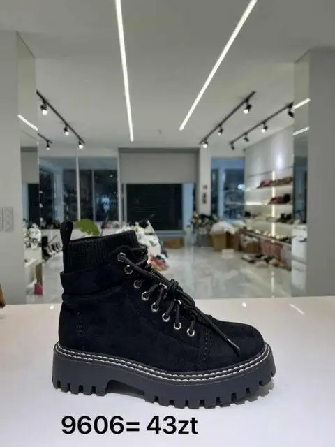 Botki na płaskim (36-41, 12par) 9606 BLACK