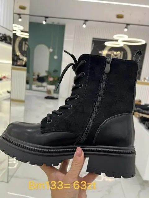 Botki na płaskim (36-41, 12par) BM133 BLACK