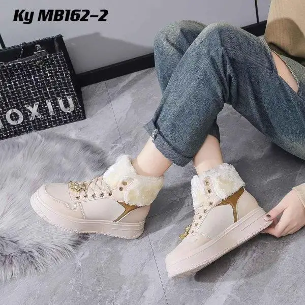 Botki damskie ocieplane KYMB162-2 BEIGE