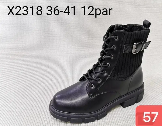 Botki na płaskim (36-41, 12par) X2318 BLACK
