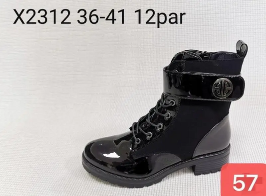 Botki na płaskim (36-41, 12par) X2312 BLACK