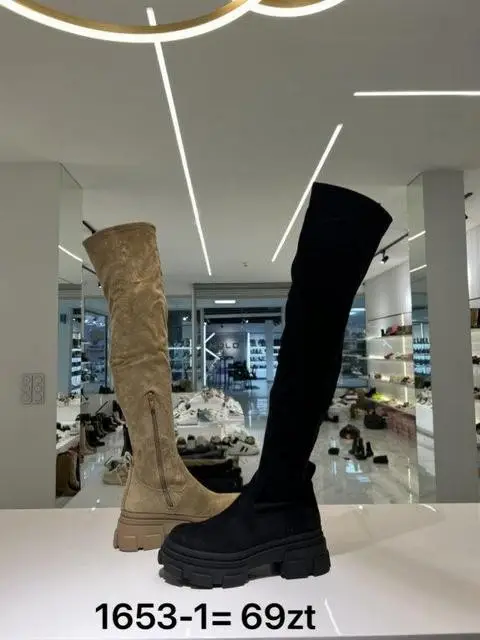 Kozaki na płaskim (36-41, 12par) 1653-1 BLACK KHAKI