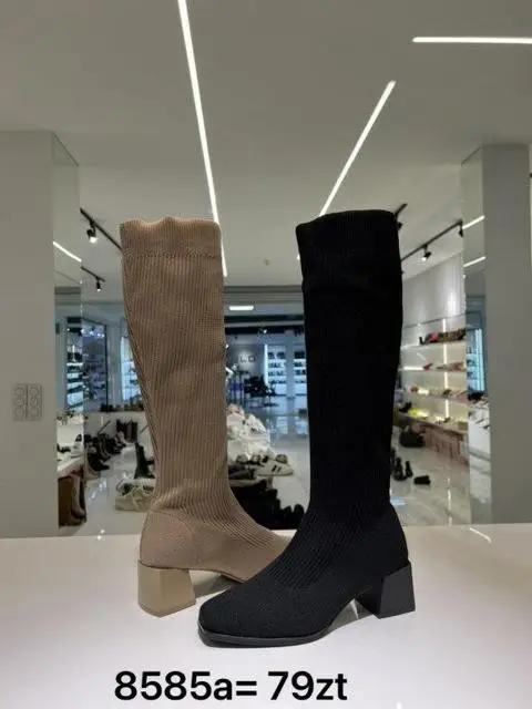 Kozaki na obcasie (36-41, 12par) 8585A BLACK KHAKI