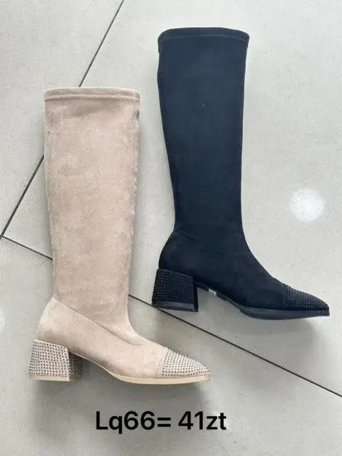Kozaki na obcasie (36-41, 12par) Lq66 BLACK KHAKI