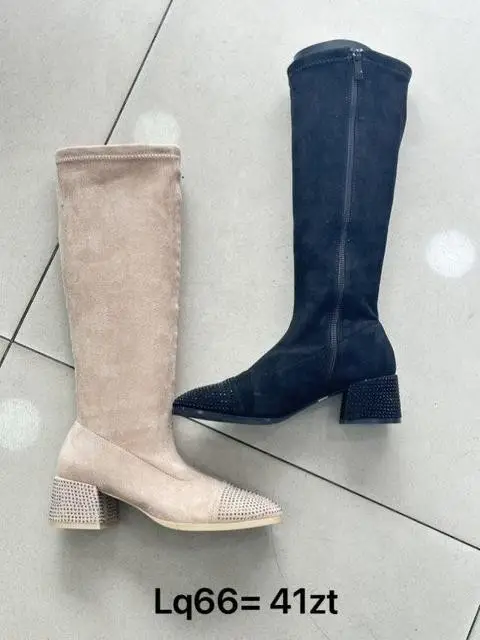 Kozaki na obcasie (36-41, 12par) Lq66 BLACK KHAKI