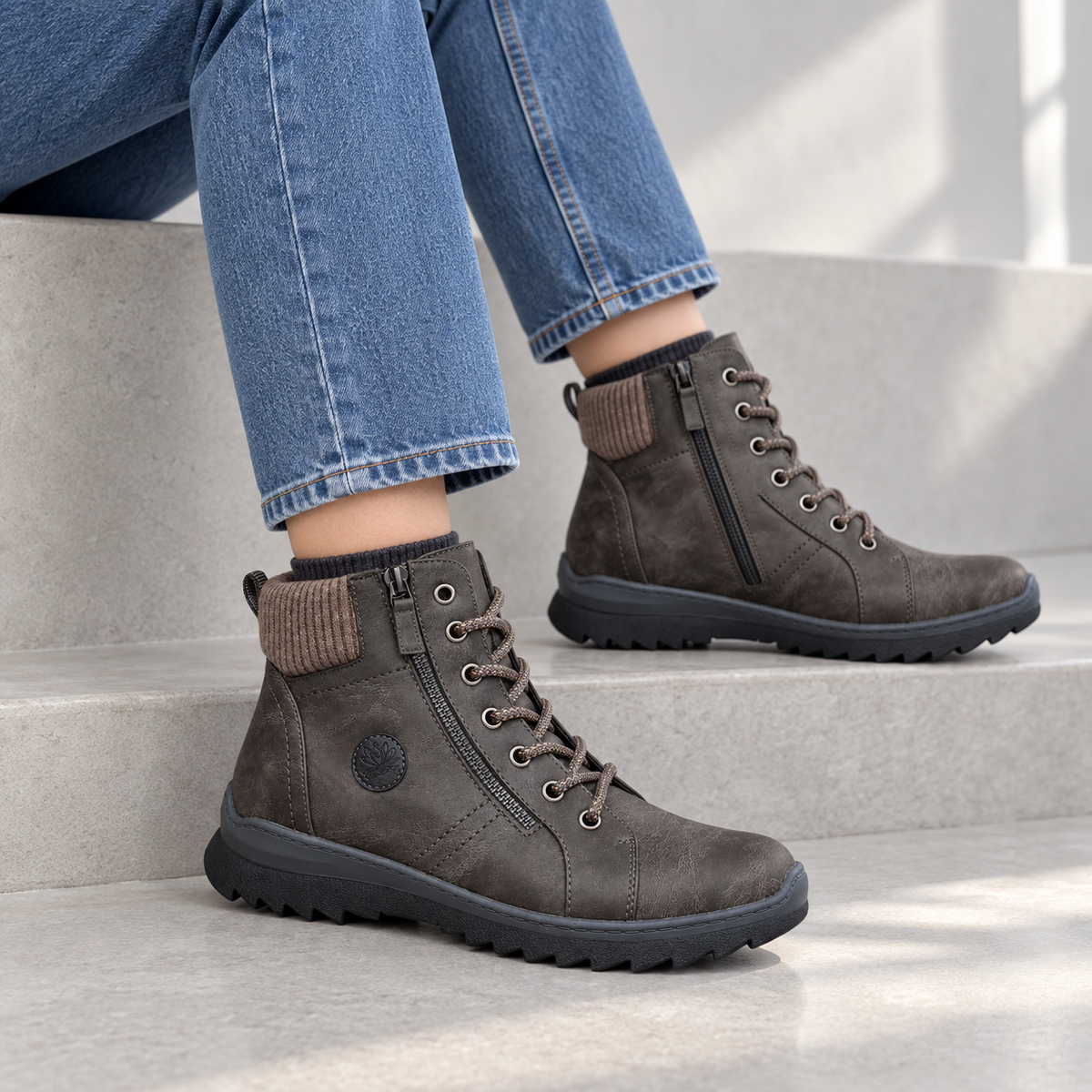 Botki Damskie (36-42) 12Par 9819-5 GREY
