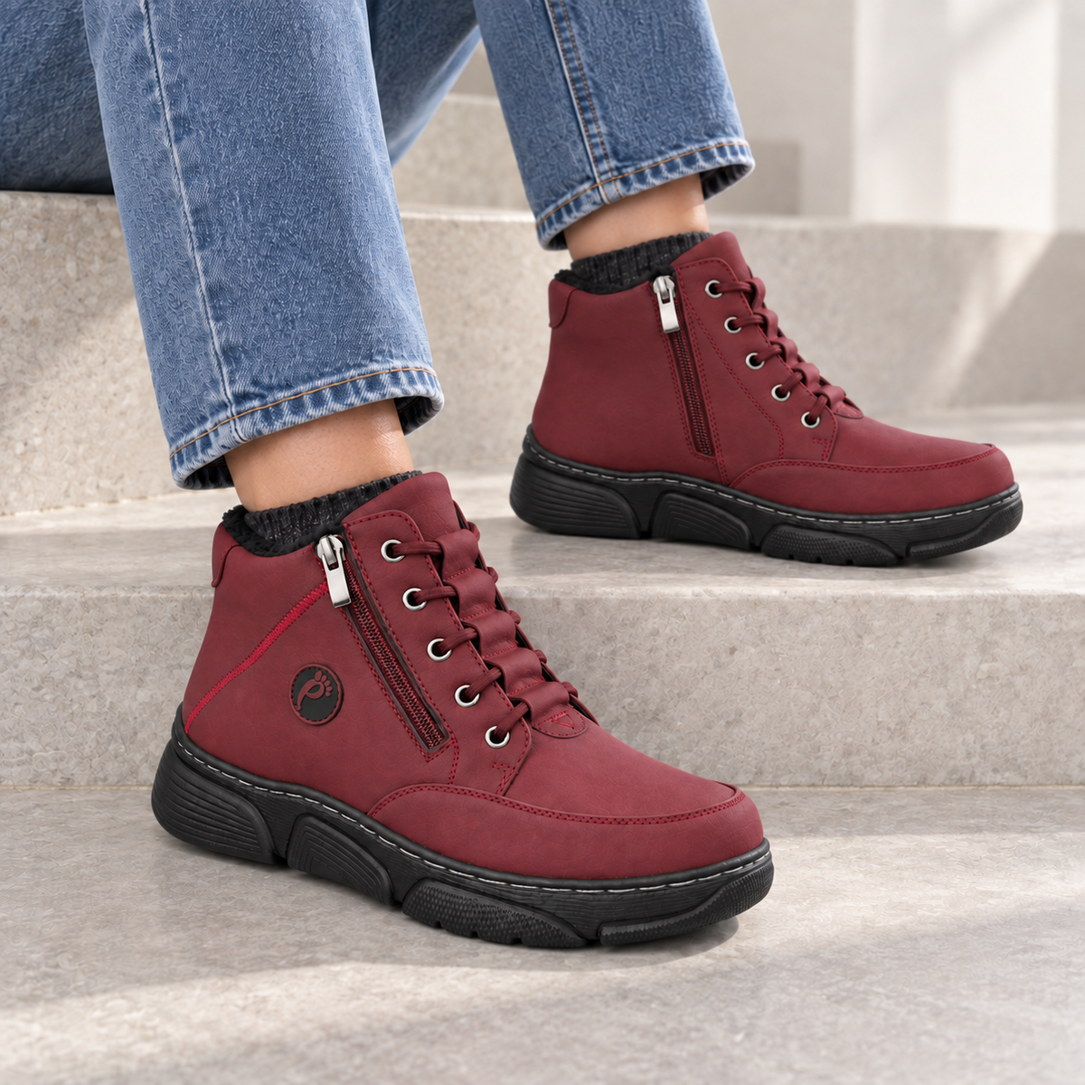 Botki Damskie (36-42) 12Par D26333-7 RED