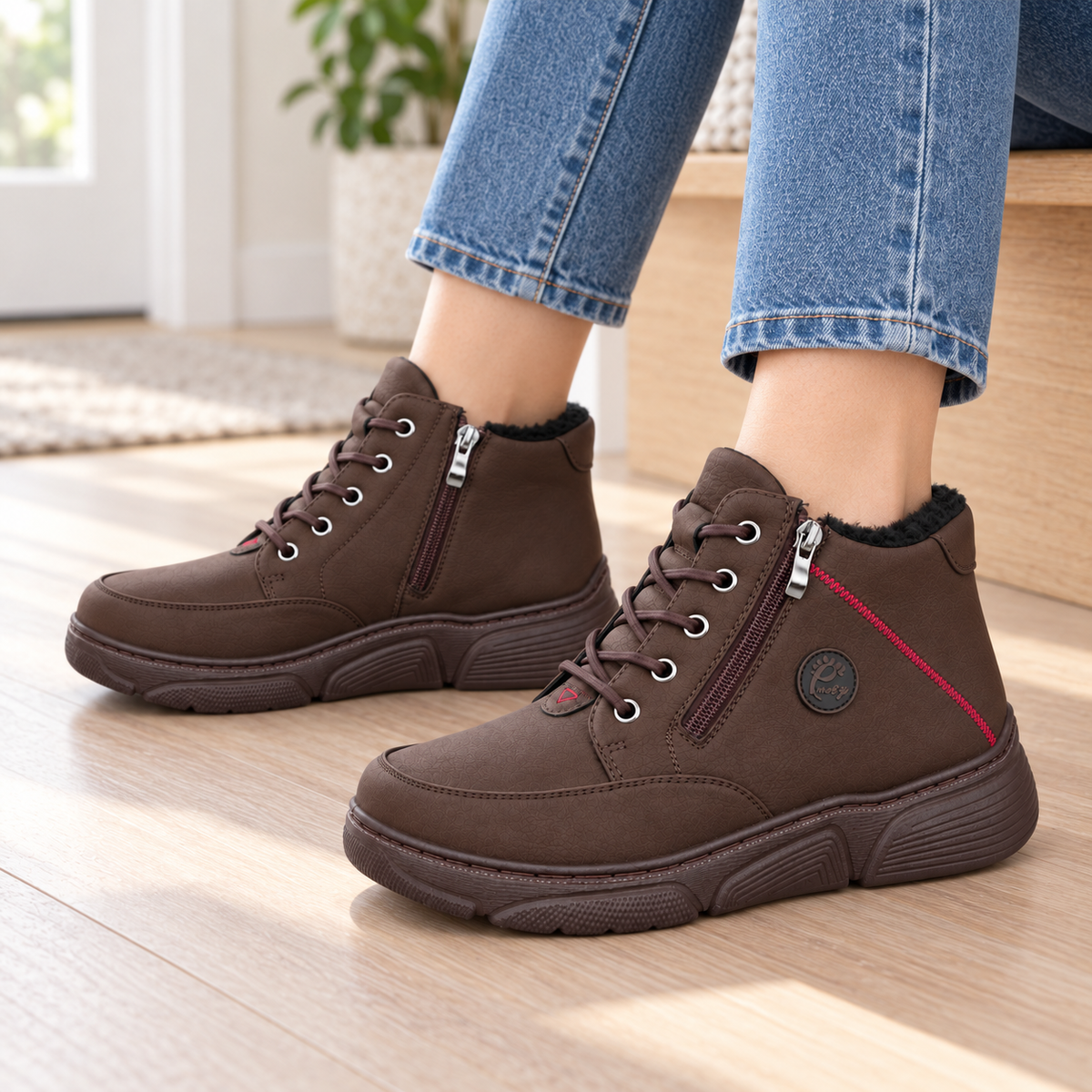 Botki Damskie (36-42) 12Par D26333-3 BROWN