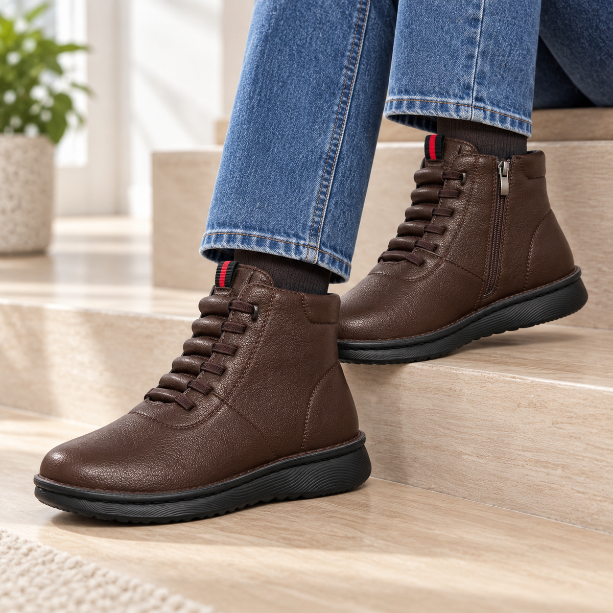 Botki Damskie (36-42) 12Par D25311-33 BROWN
