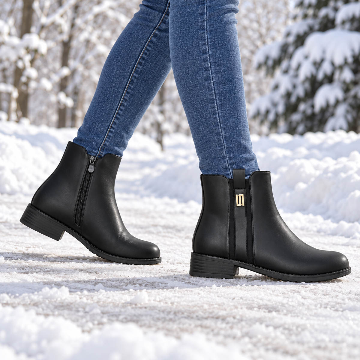Botki na płaskim (36-41, 12par) H2178B BLACK