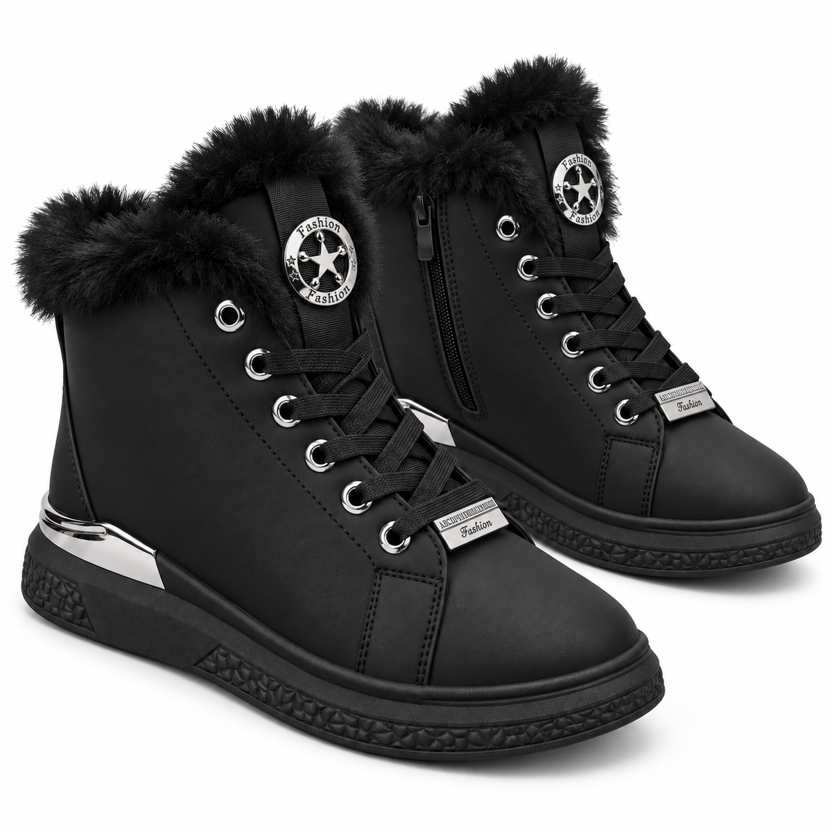 Botki damskie ocieplane (36-41, 12par) D6977-1 BLACK
