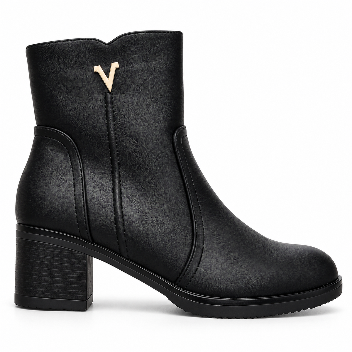 Botki na obcasie (36-41, 12par) H2611-1A BLACK