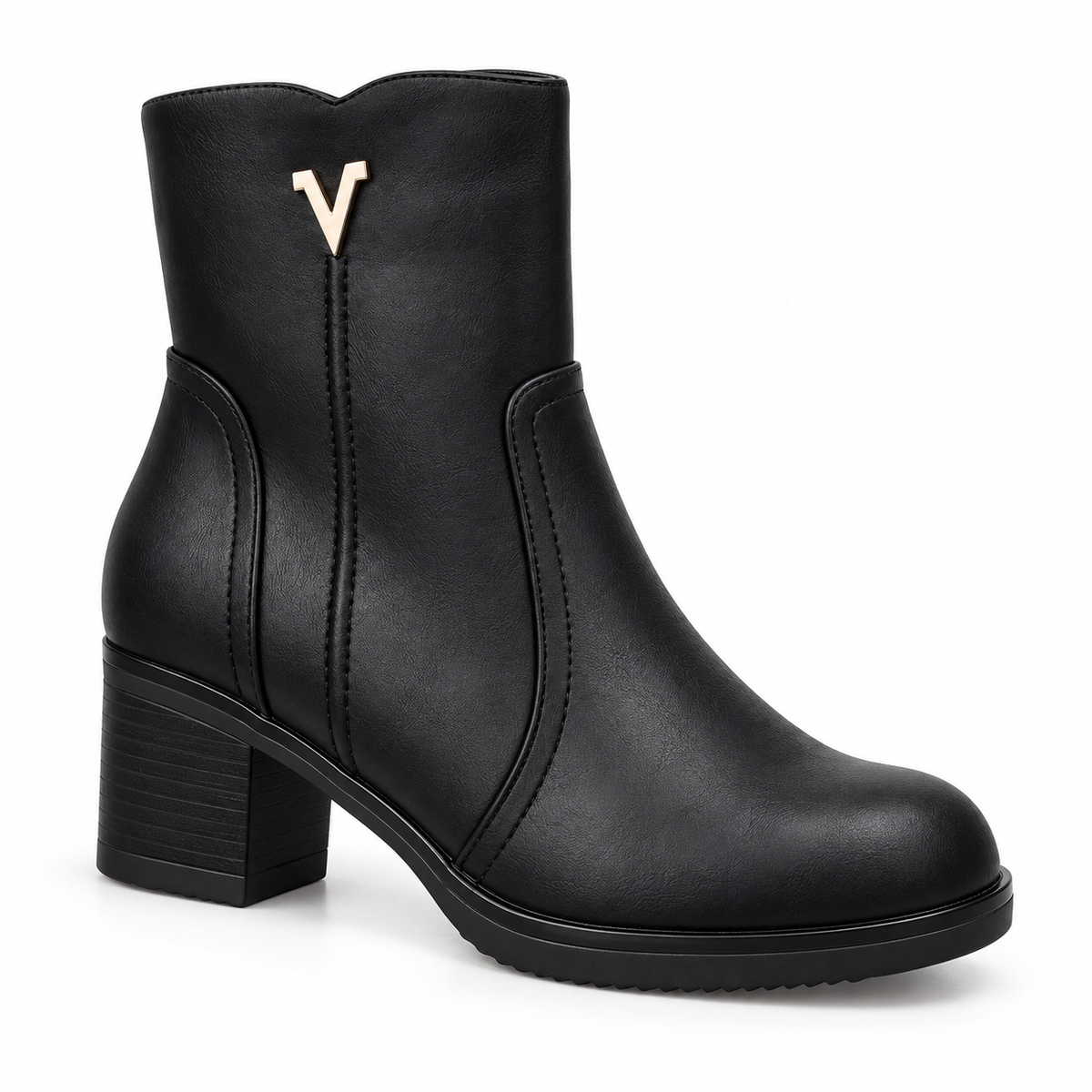 Botki na obcasie (36-41, 12par) H2611-1A BLACK
