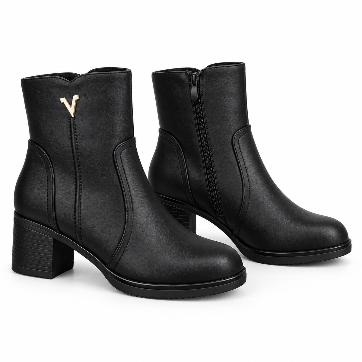 Botki na obcasie (36-41, 12par) H2611-1A BLACK