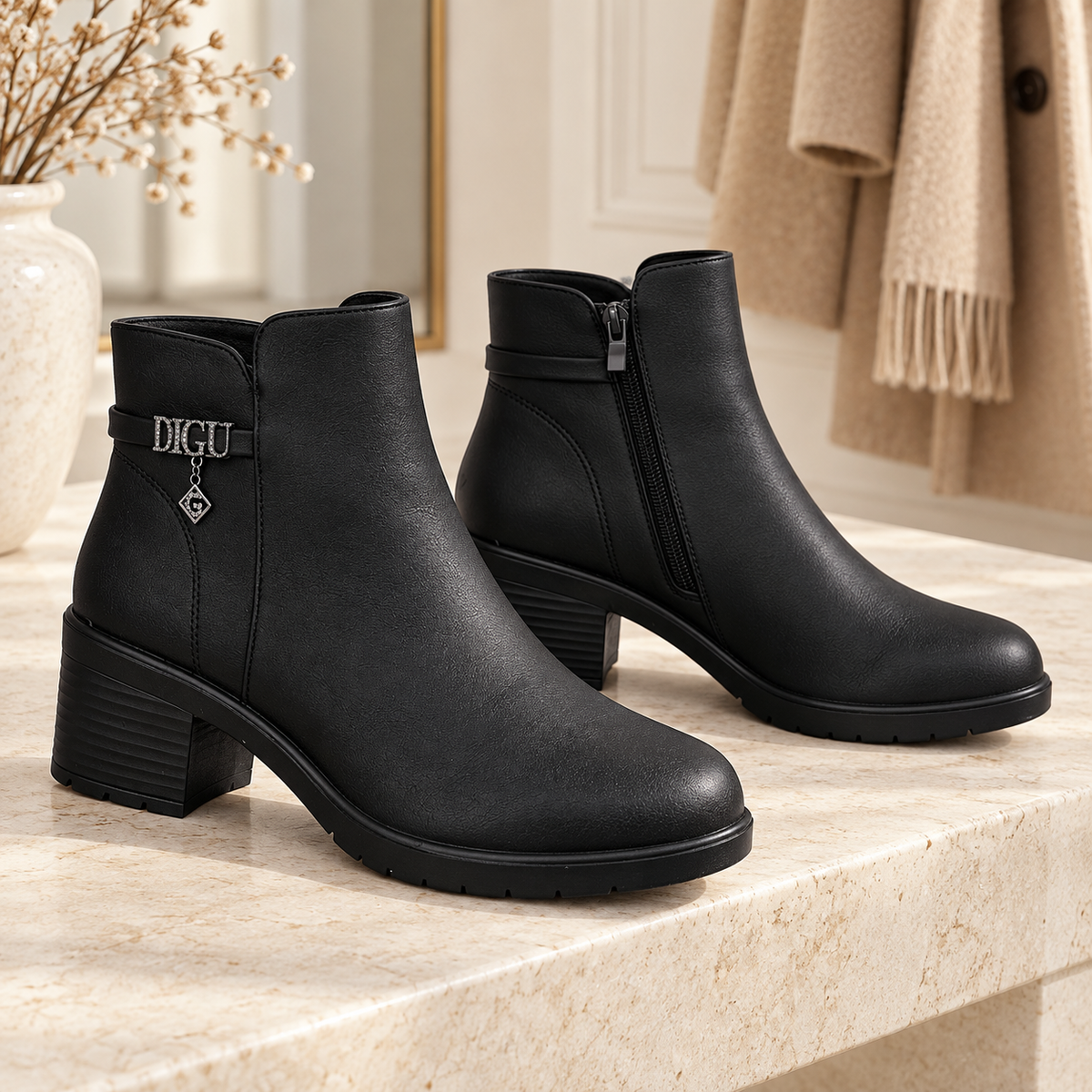 Botki Damskie (36-42) 12Par D7117-1 BLACK