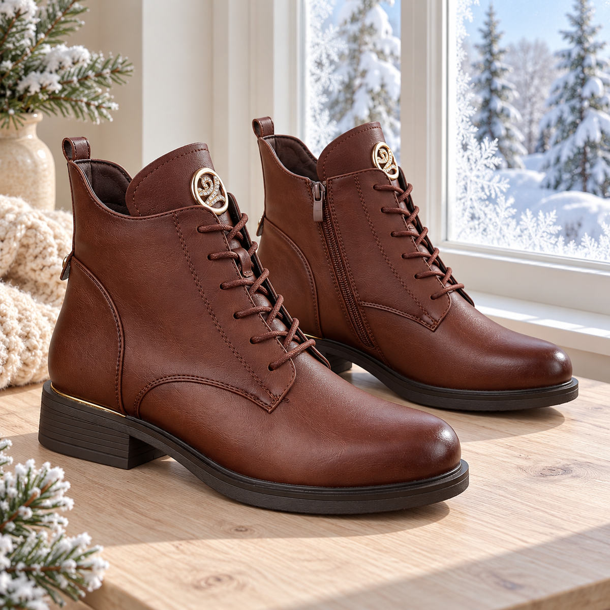Botki Damskie (36-41) 12Par 2874-4 BROWN