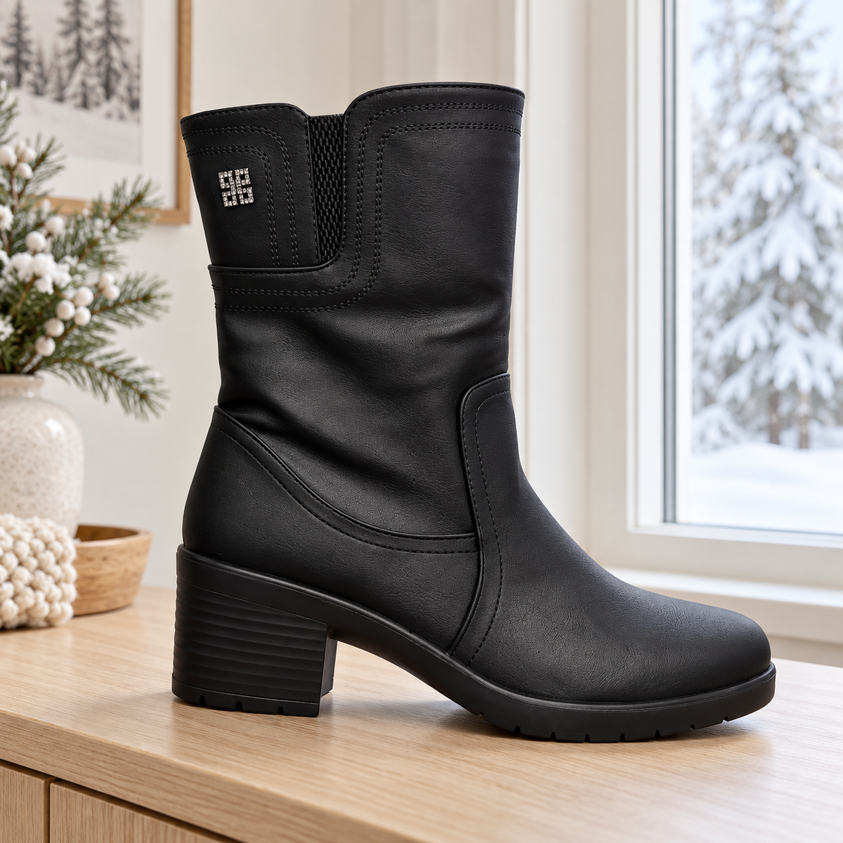 Botki Damskie (36-42) 12Par 7109-21 BLACK