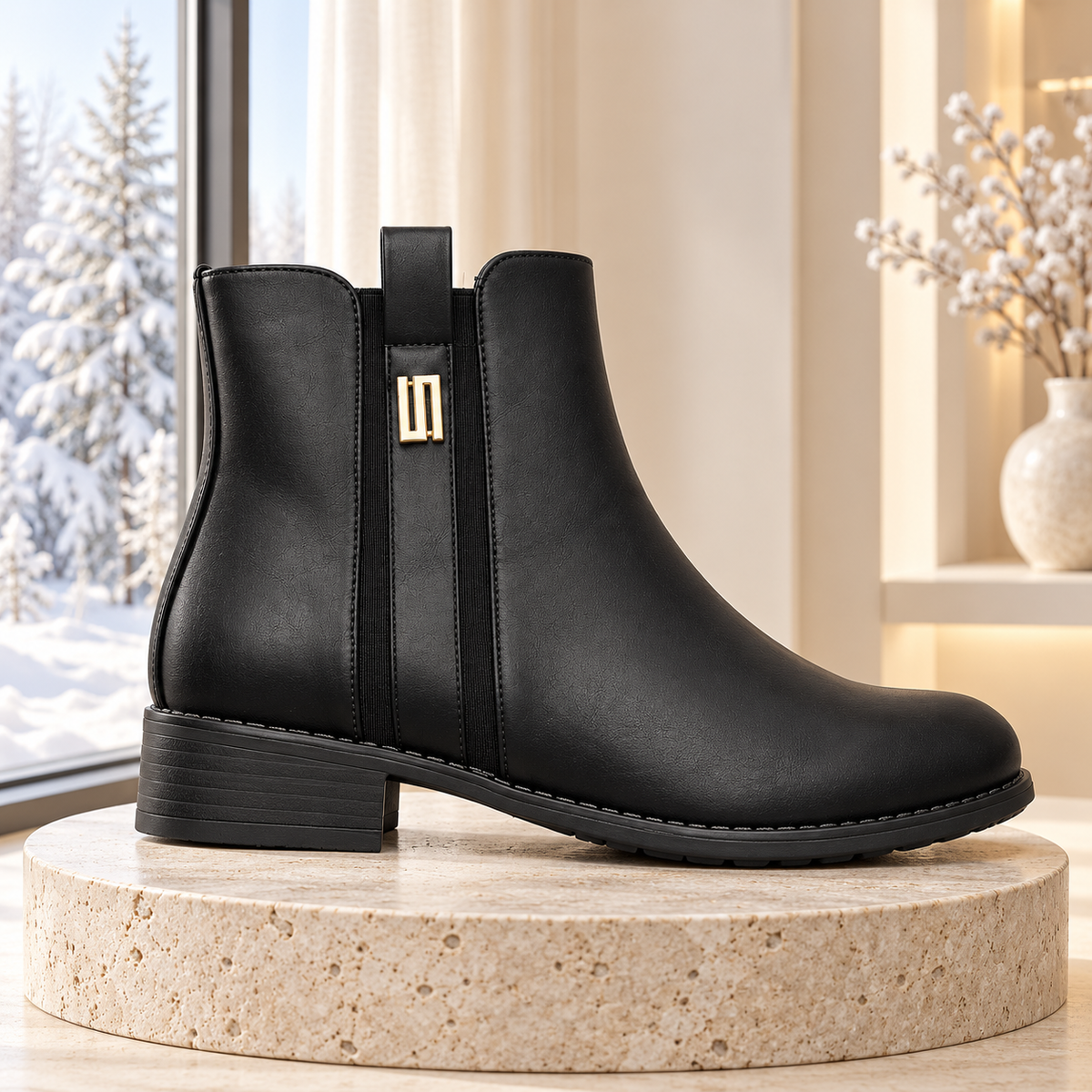 Botki na płaskim (36-41, 12par) H2178B BLACK