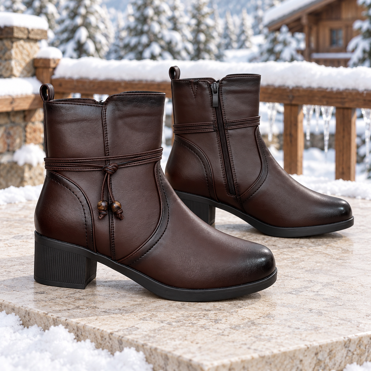 Botki Damskie (36-41) 12Par 7028-2 BROWN