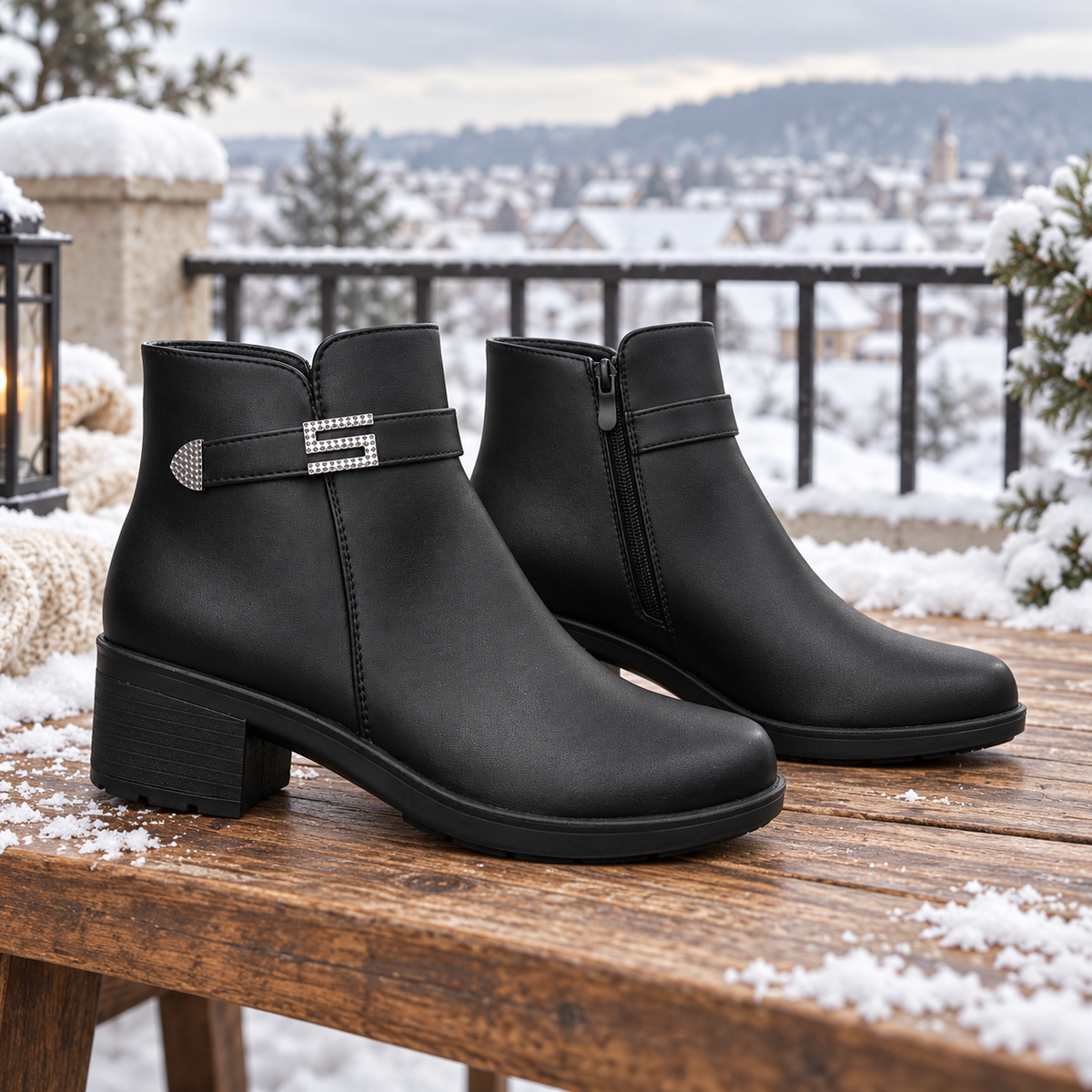 Botki damskie (36-41, 12par) 22T16-1 BLACK