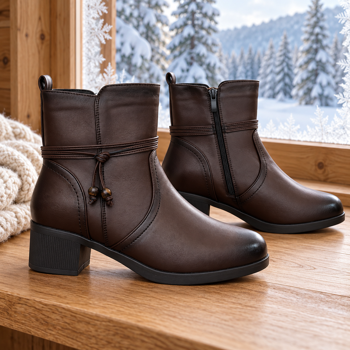 Botki Damskie (36-41) 12Par 7028-2 BROWN