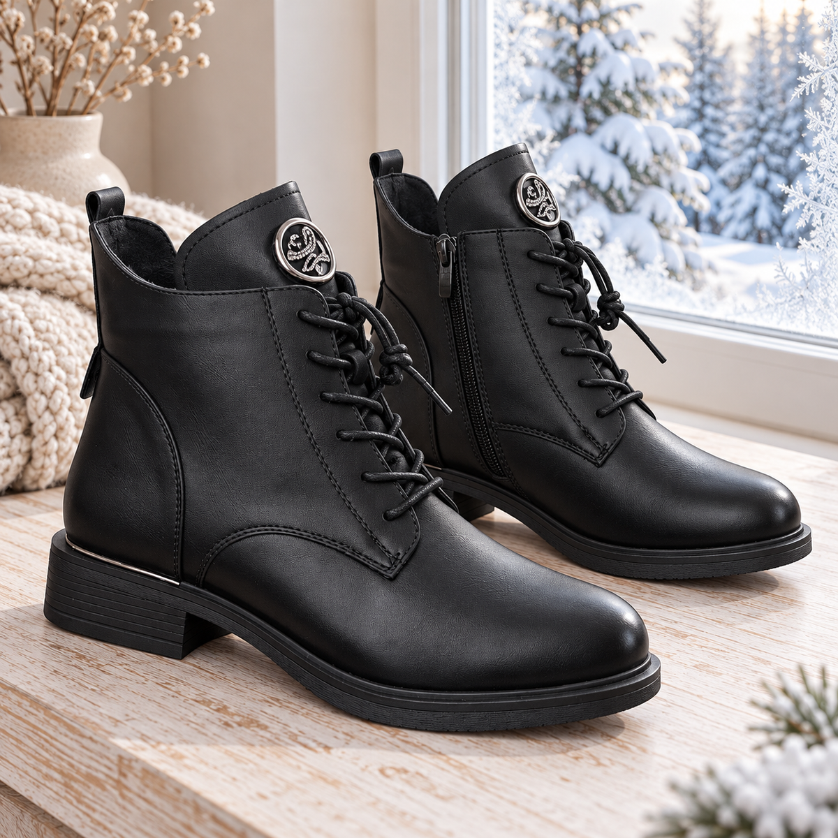 Botki Damskie (36-41) 12Par 2874-1 BLACK