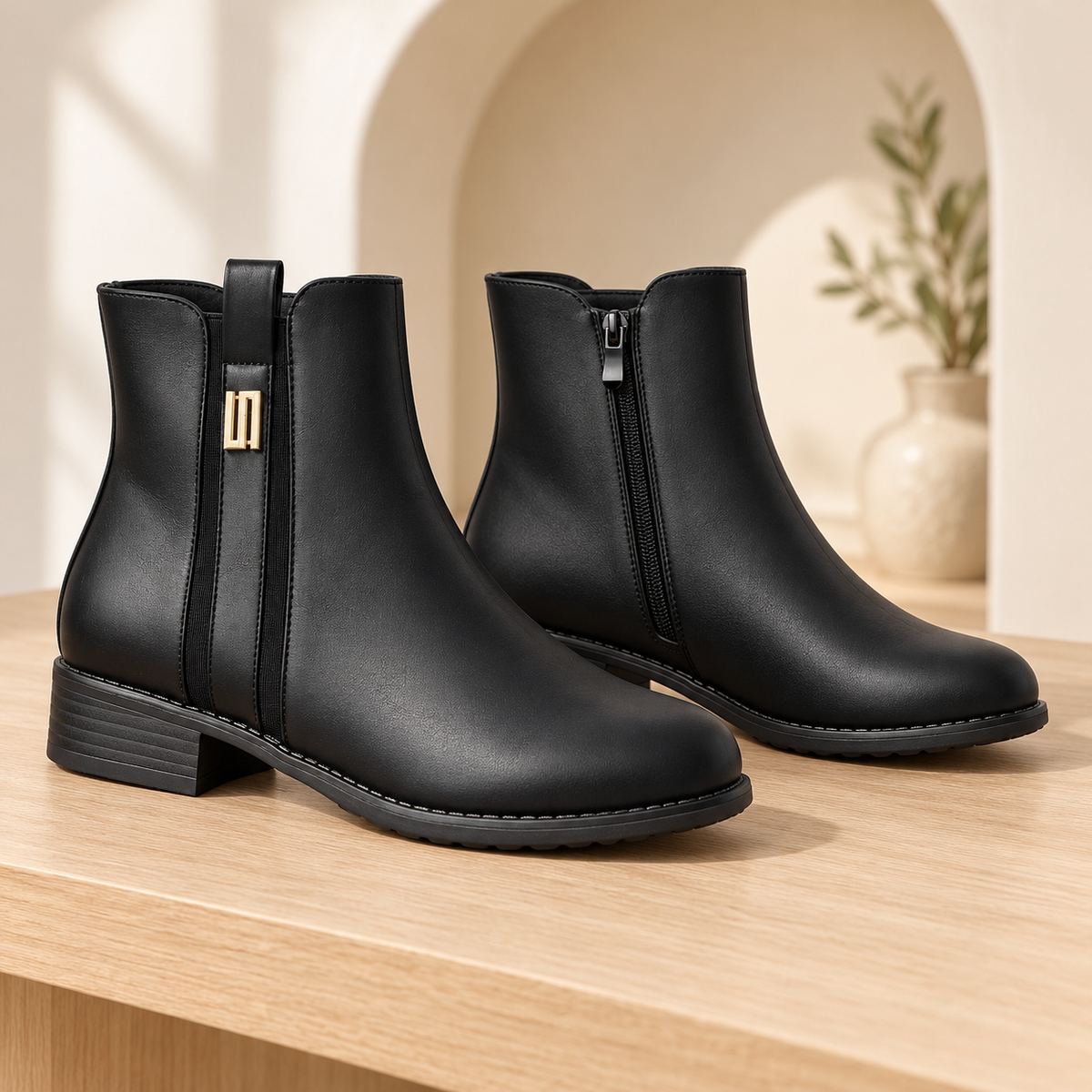 Botki na płaskim (36-41, 12par) H2178B BLACK