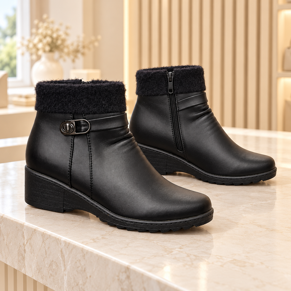 Botki damskie (37-42, 12par) D58-1 BLACK