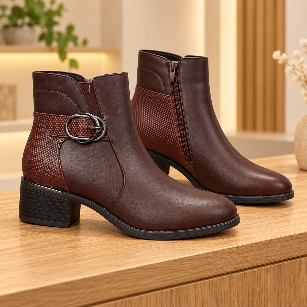 Botki damskie (36-41, 12par) 2819-2 BROWN