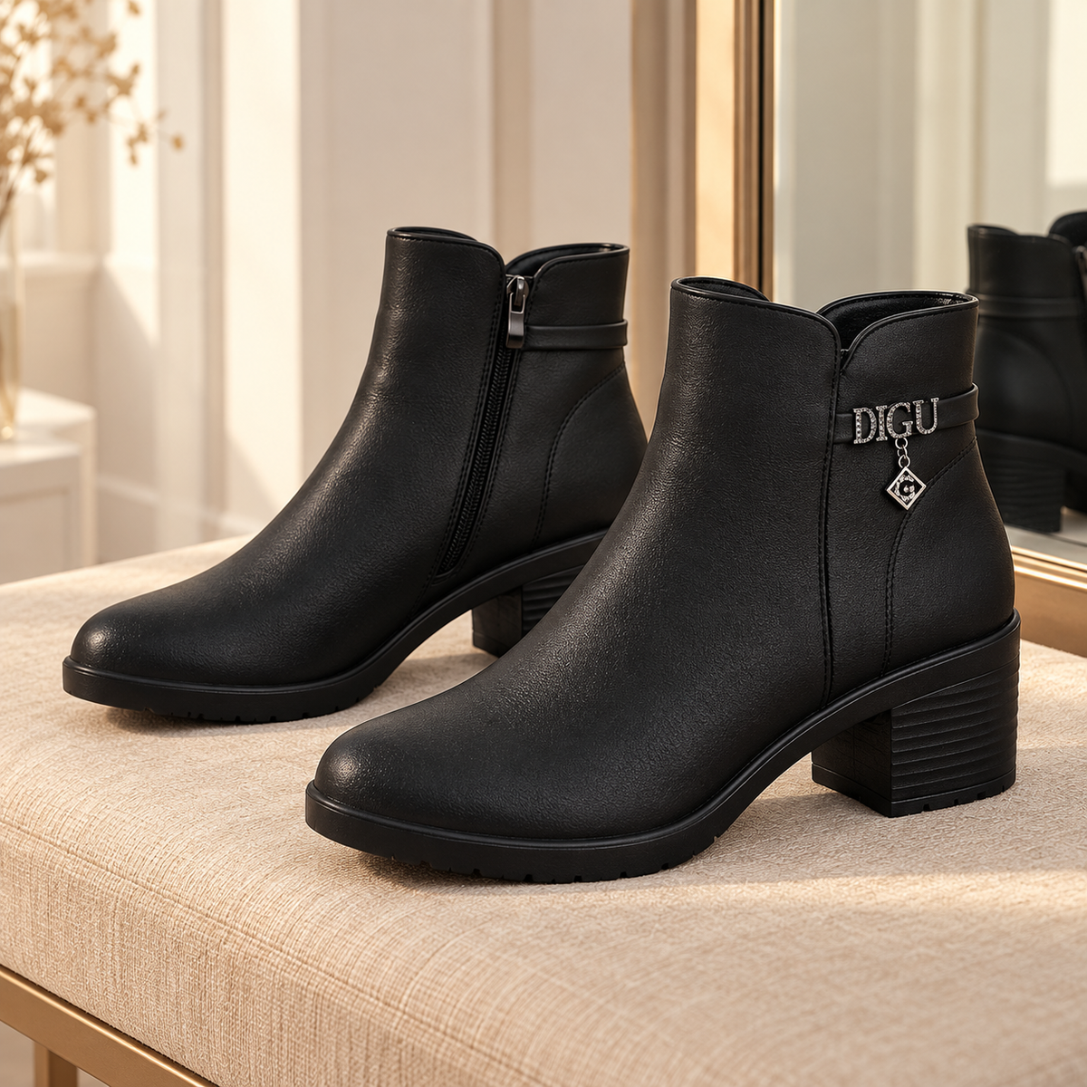 Botki Damskie (36-42) 12Par D7117-1 BLACK