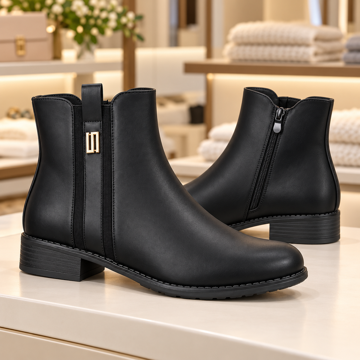 Botki na płaskim (36-41, 12par) H2178B BLACK