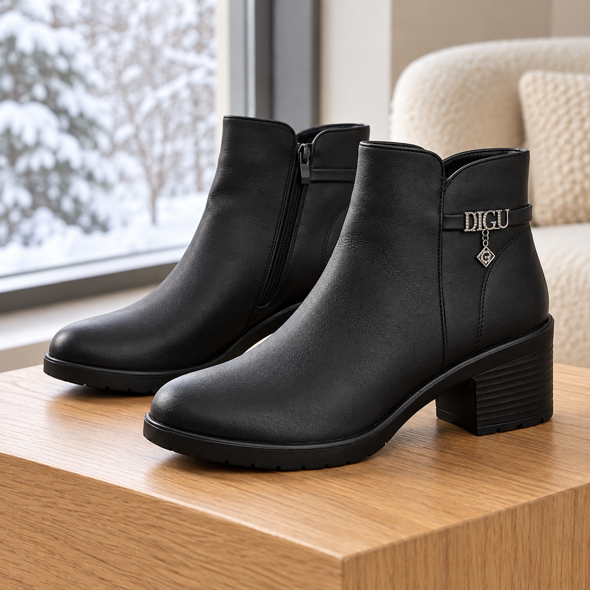 Botki Damskie (36-42) 12Par D7117-1 BLACK