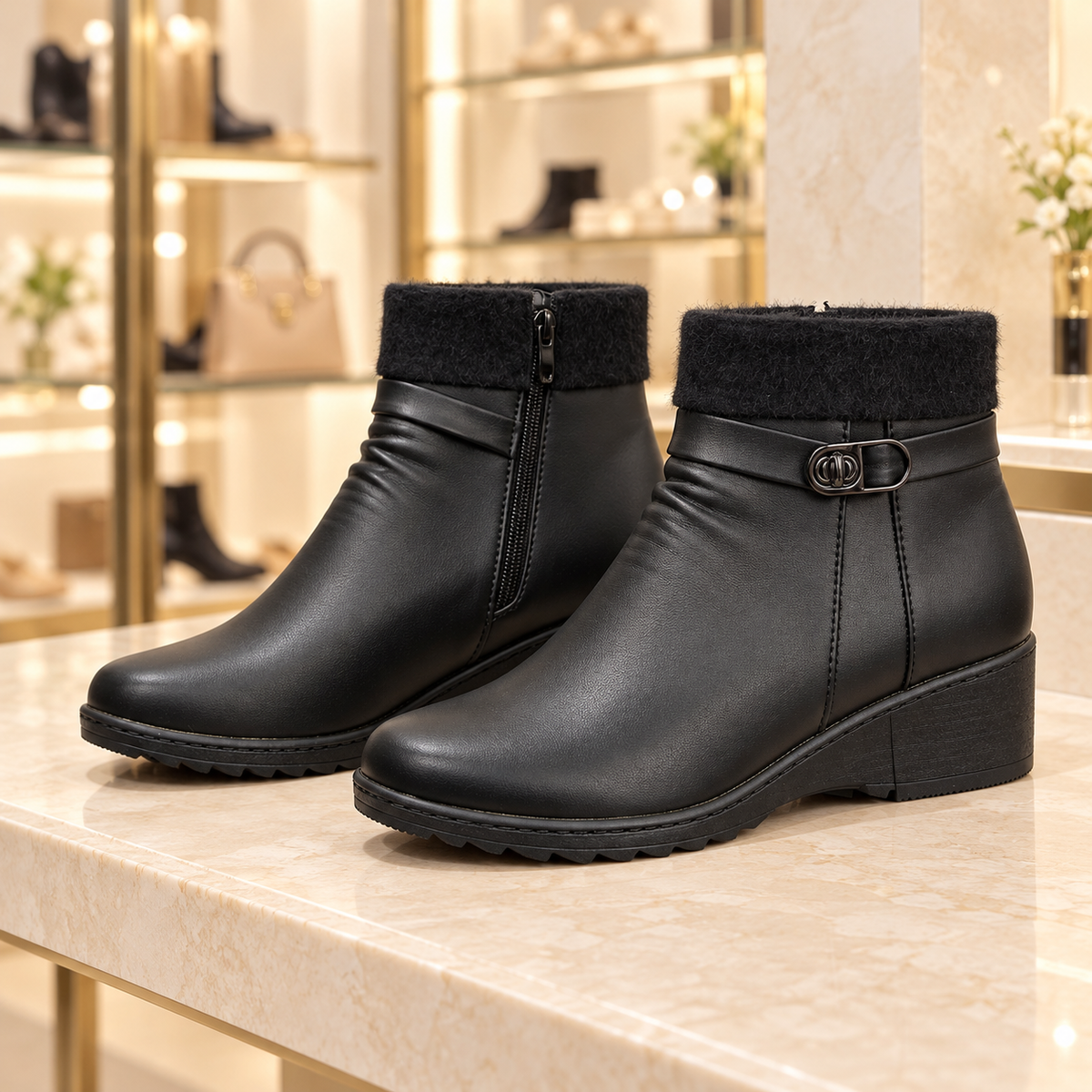 Botki damskie (37-42, 12par) D58-1 BLACK