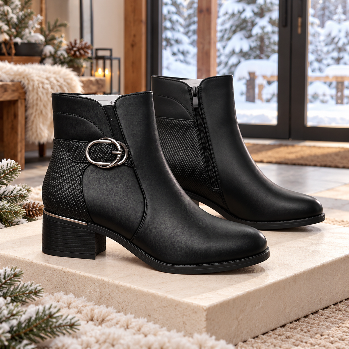 Botki damskie (36-41, 12par) 2819-1 BLACK