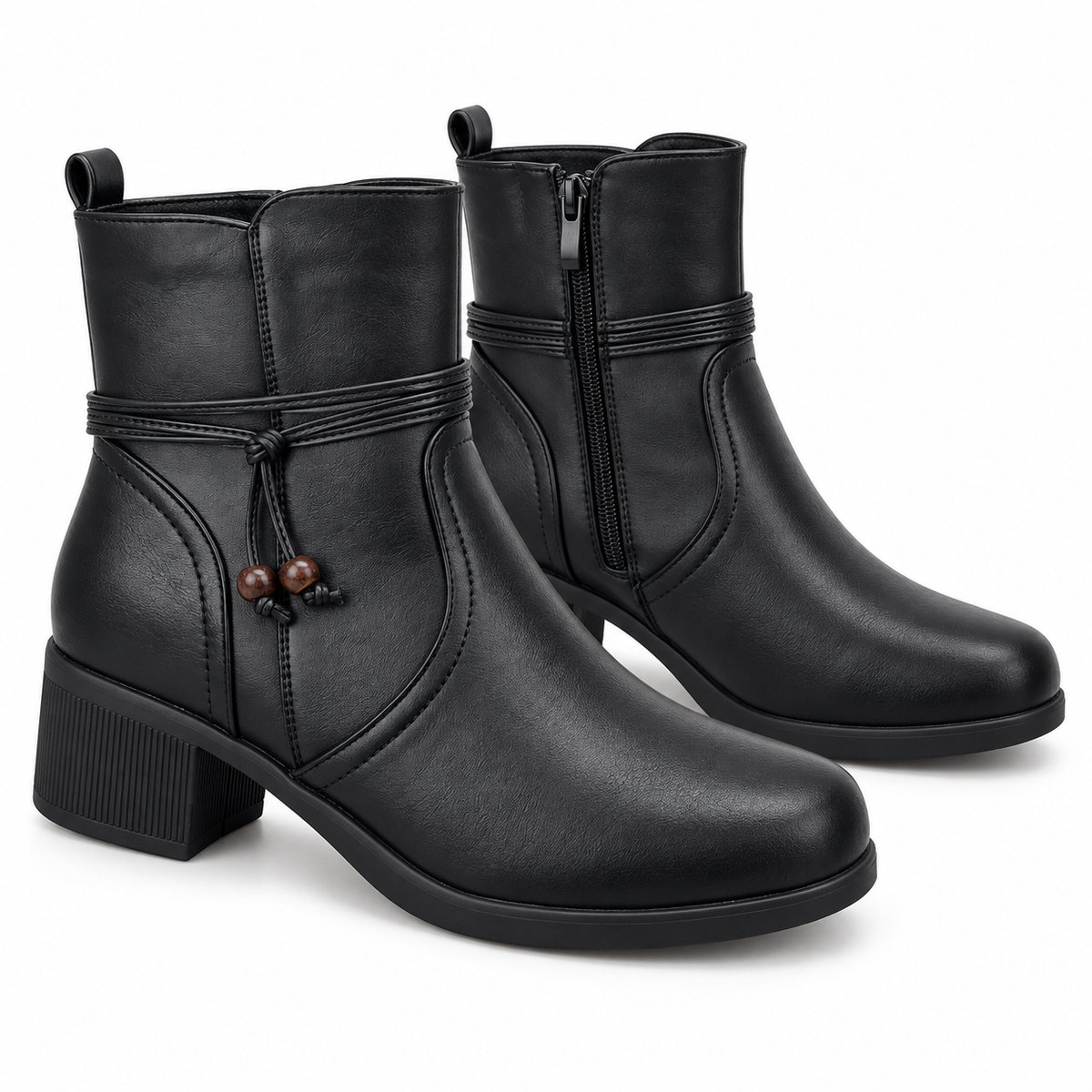 Botki Damskie (36-41) 12Par 7028-1 BLACK
