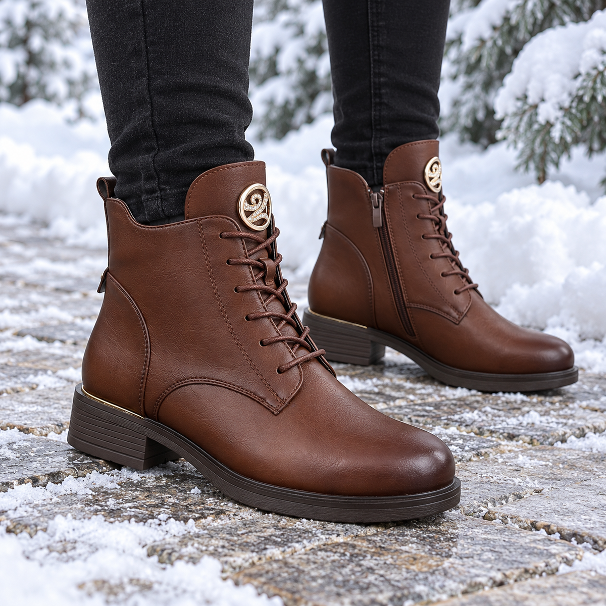 Botki Damskie (36-41) 12Par 2874-4 BROWN