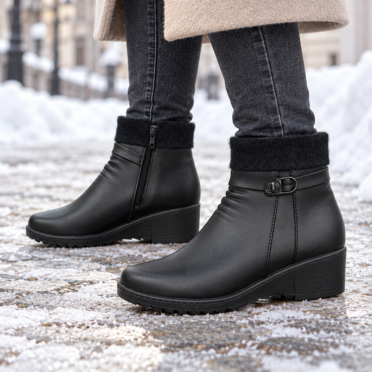 Botki damskie (37-42, 12par) D58-1 BLACK