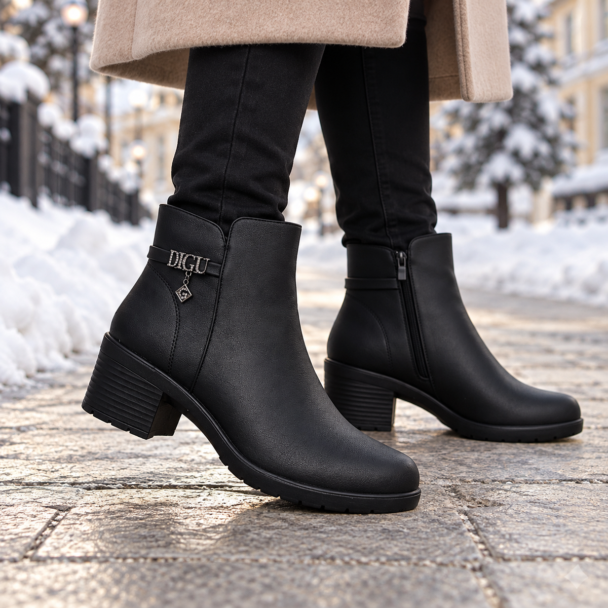 Botki Damskie (36-42) 12Par D7117-1 BLACK