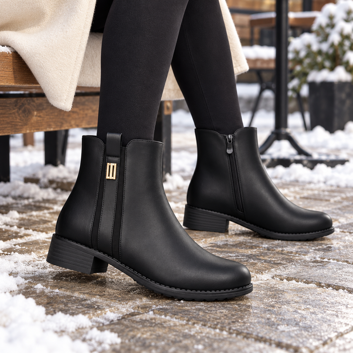 Botki na płaskim (36-41, 12par) H2178B BLACK