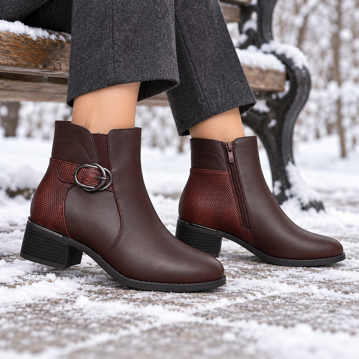 Botki damskie (36-41, 12par) 2819-2 BROWN